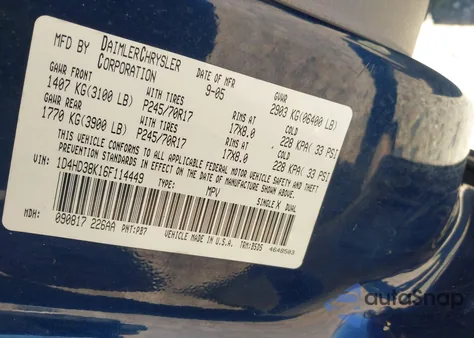 2006 Dodge Durango Sxt z USA, uszkodzony, nr VIN 1D4HD38K16F114449